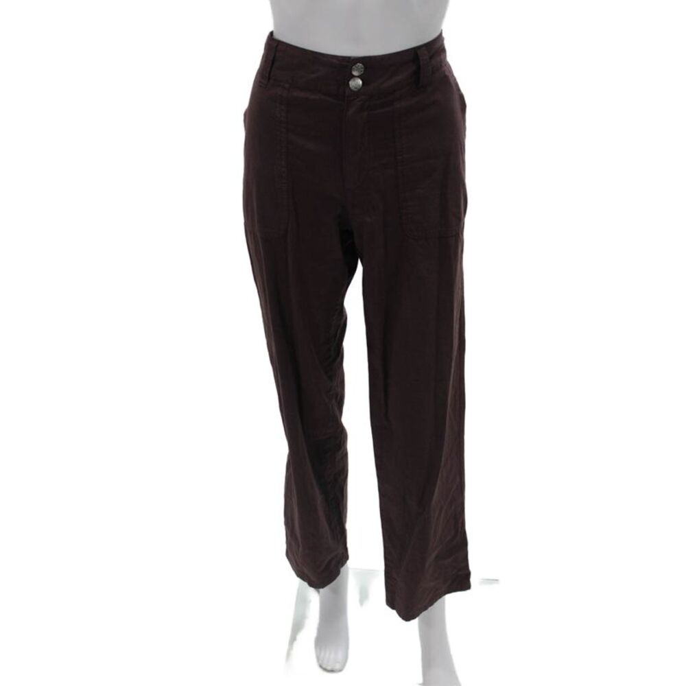 Agnes B Women Chino Pants Brown Cotton Button Size 38